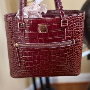 Dooney & Bourke Burgundy Croc-Embossed Tote